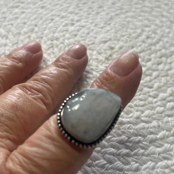 Gorgeous RAINBOW MOONSTONE Handmade Sterling 925 Ring Size 9 #855D - Picture 3 of 3